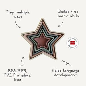 🌟 NEW Mushie Nesting Stars Stacking Toy Made in Denmark Natural Non Toxic Toy
